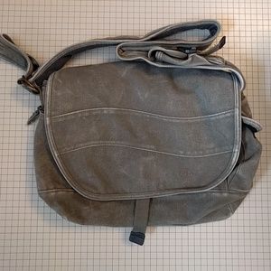 LL Bean Green Canvas Messenger Bag